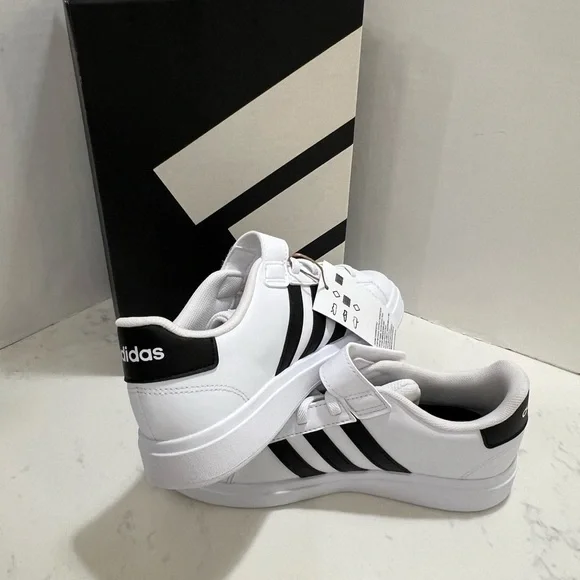 Adidas Grand Court 2.0 Kids' White and Black Sneakers - Picture 1 of 11